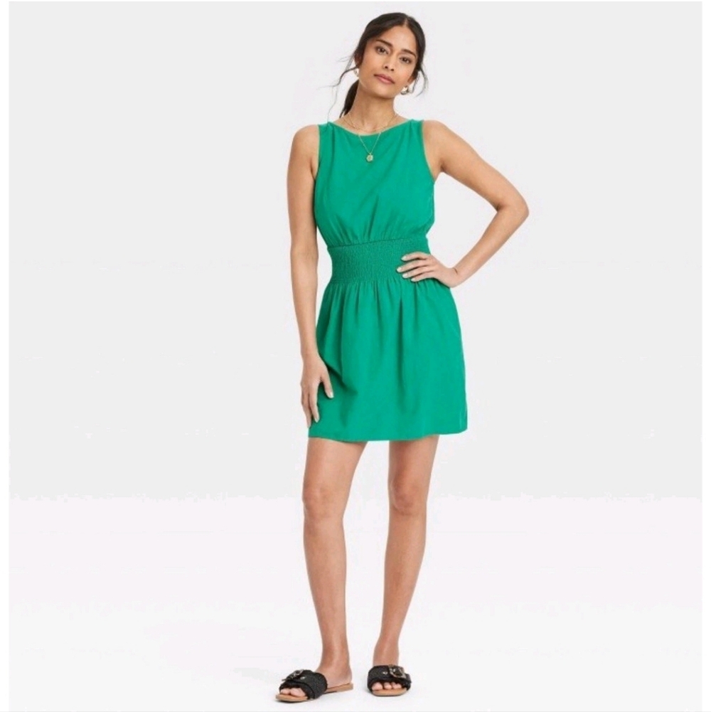 Universal Thread Women's Linen Mini Sundress Kelly Green
